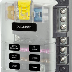 Blade fuse holder - 6 Circuits with Negative Bus and Cover
