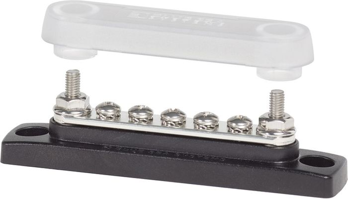 Blue Sea 2 x M5 Stud 5 x M4 Screw BusBar with Cover – 100A