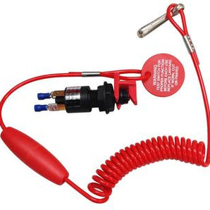 Engine kill switch with safety lanyard.