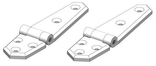 TruDesign Short‑Long composite marine hinge 135×35 mm – Barton Marine NZ